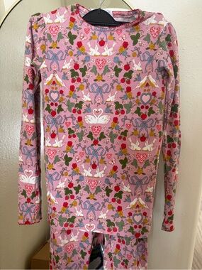Mini Boden 2 Piece Pajamas - Pink Doves + Bows Pajamas